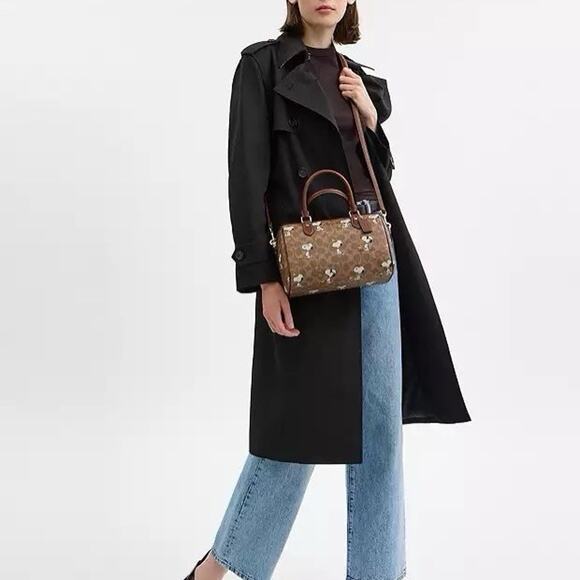 NWT Coach X Peanuts Rowan Satchel Bag Signature Canvas With Snoopy Print CBM33 - Picture 8 of 13